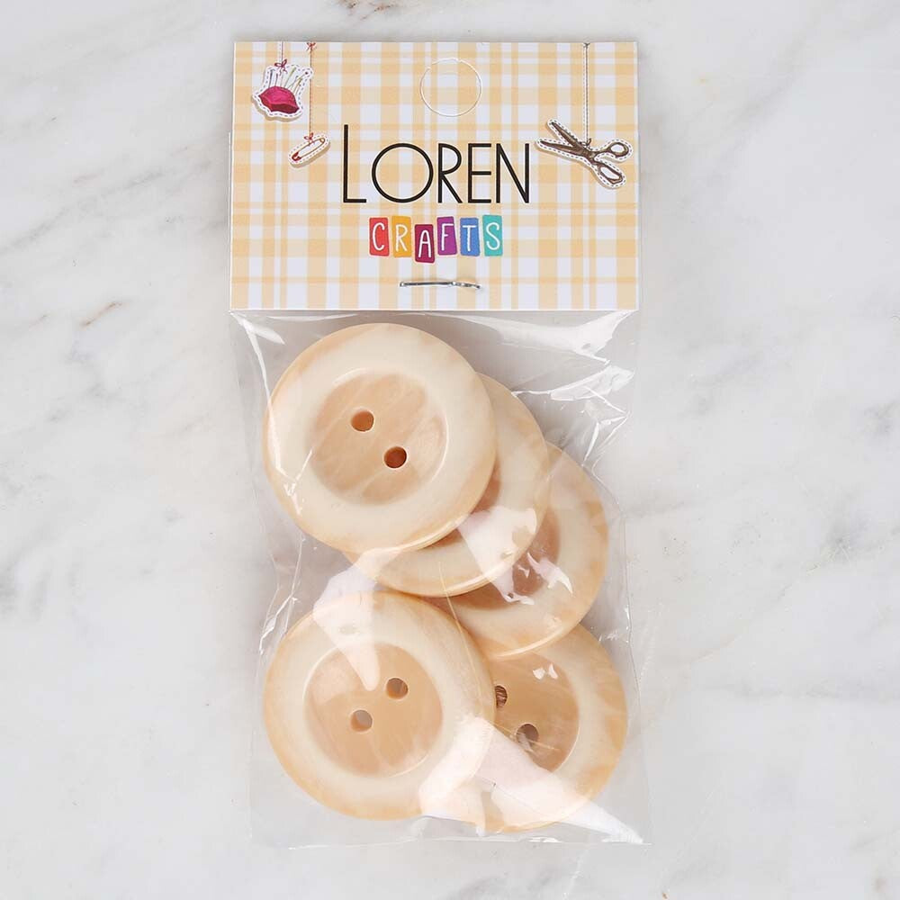 Loren Crafts 5'li Krem Büyük Düğme - 1720